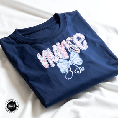 💙🎀 Nurse, But Make It Cute – Floral Bow Nurse Graphic