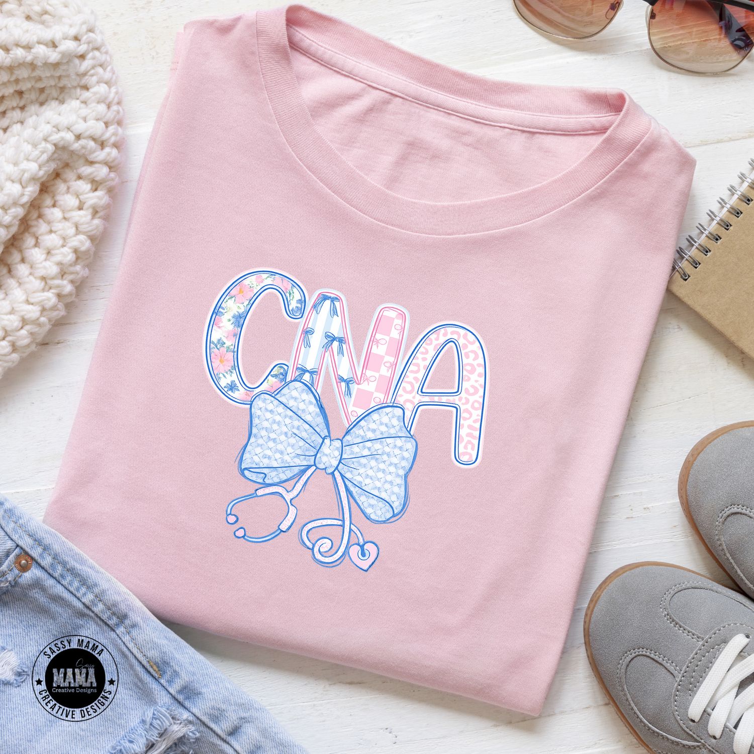💙🎀 CNA, But Make It Cute – Floral Bow Graphic
