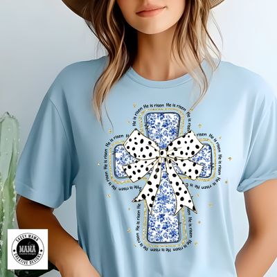 ✝️ He Is Risen Floral Cross Easter Shirt