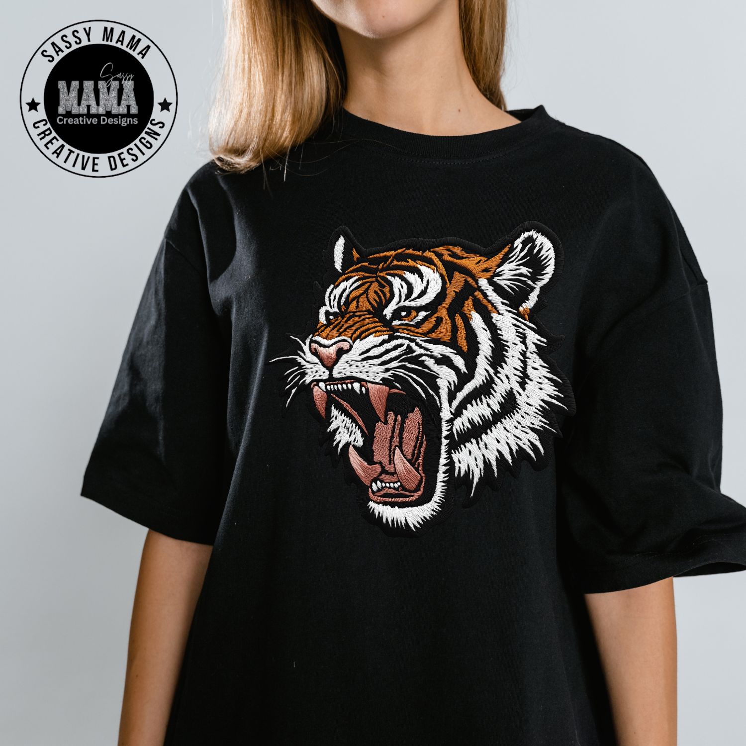 Roaring Tiger Faux Embroidered Shirt