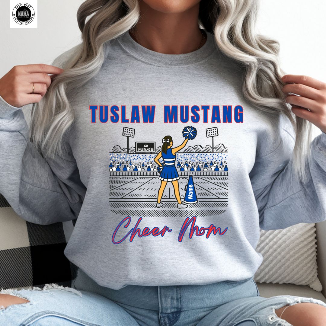 Personalized Mustang Cheer Mom – Tuslaw Edition 🐎💙📣