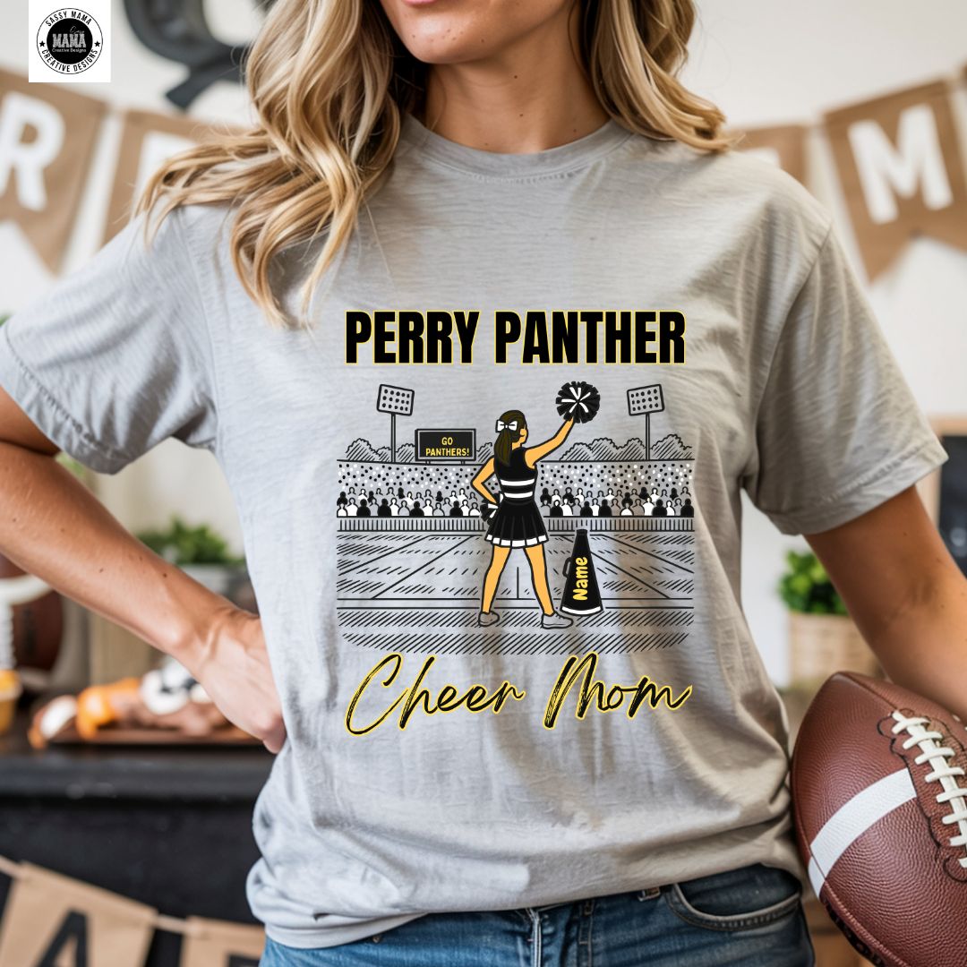 Personalized Panther Cheer Mom – Perry Edition 🖤💛📣