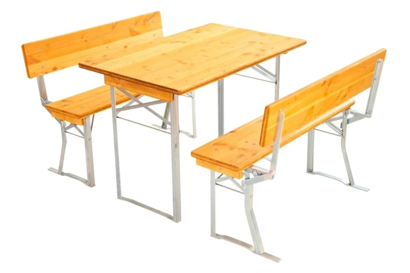 Festzeltgarnitur 110 cm lang 67 cm Tischbreite und verzinkten Gestellen