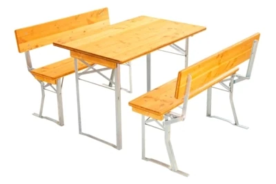 Festzeltgarnitur 110 cm lang 67 cm Tischbreite und verzinkten Gestellen