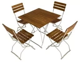 Biergartenmöbel Set Tisch 04bg 75X75 cm 4 Stühle 01bg