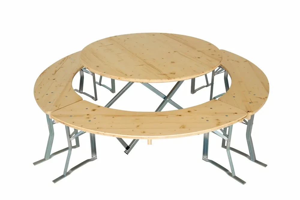 Rundgarnitur 120 cm mit 4 Bänken