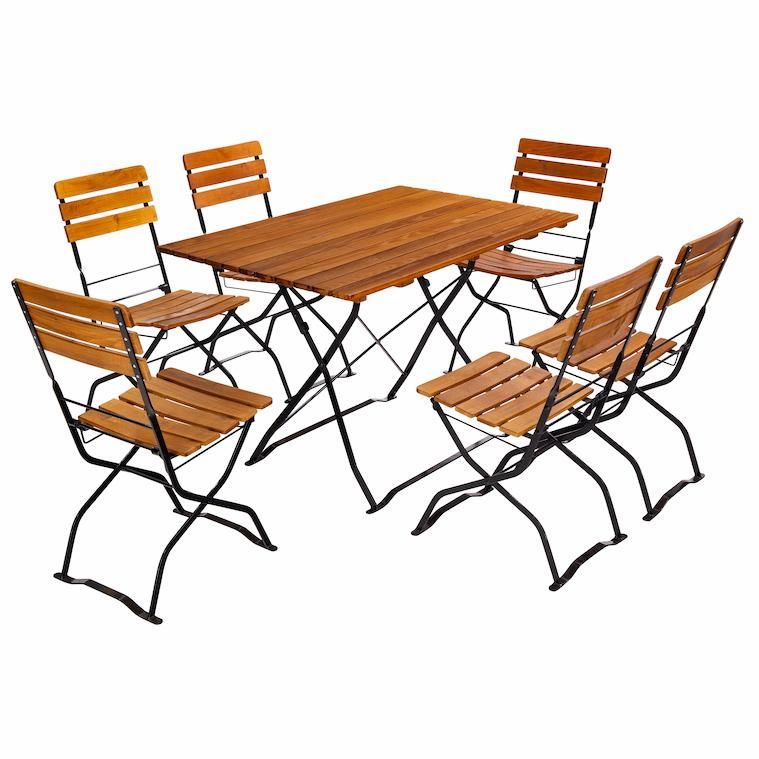 Biergartenmöbel Set 120 x 75 cm Stuhl 01bgs Gestelle schwarz