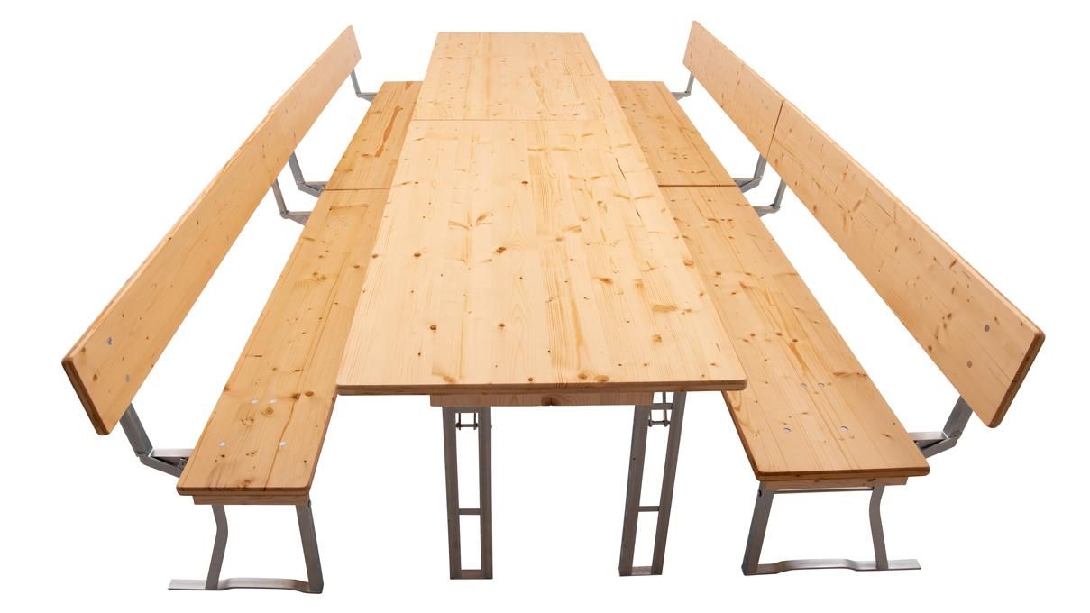 Bierzeltgarnituren 164 cm in Reihe gestellt