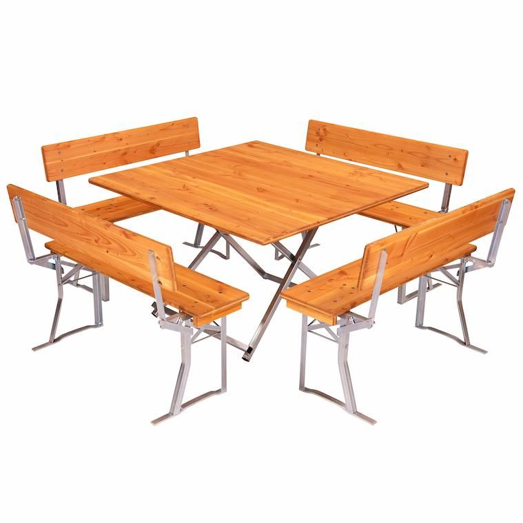 Quadratische Bierzeltgarnitur aus Douglasienholz