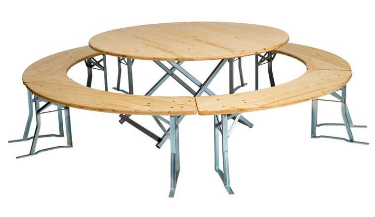 Runde Bierzeltgarnitur 150 cm klarlackiert