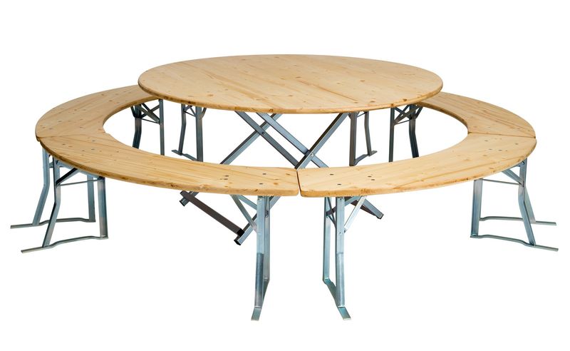 Runde Bierzeltgarnitur 150 cm klarlackiert