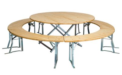 Runde Bierzeltgarnitur 150 cm klarlackiert