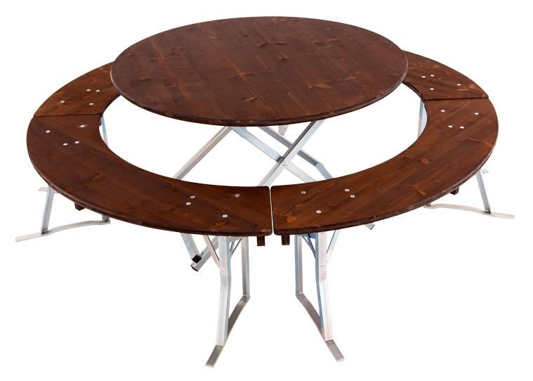 Runde Bierzeltgarnitur 120 cm Nussbaum
