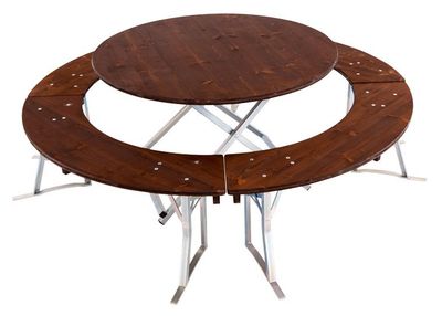 Runde Bierzeltgarnitur 120 cm Nussbaum