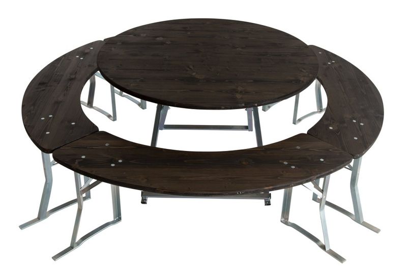 Runde Bierzeltgarnitur 120 cm Ebenholz