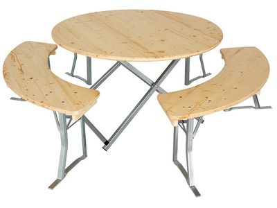 Rundgarnitur 120 cm mit 3 Bänken