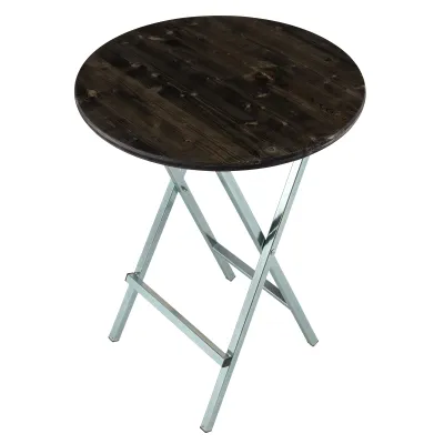 Stehtisch 80cm Holzplatte Ebenholz