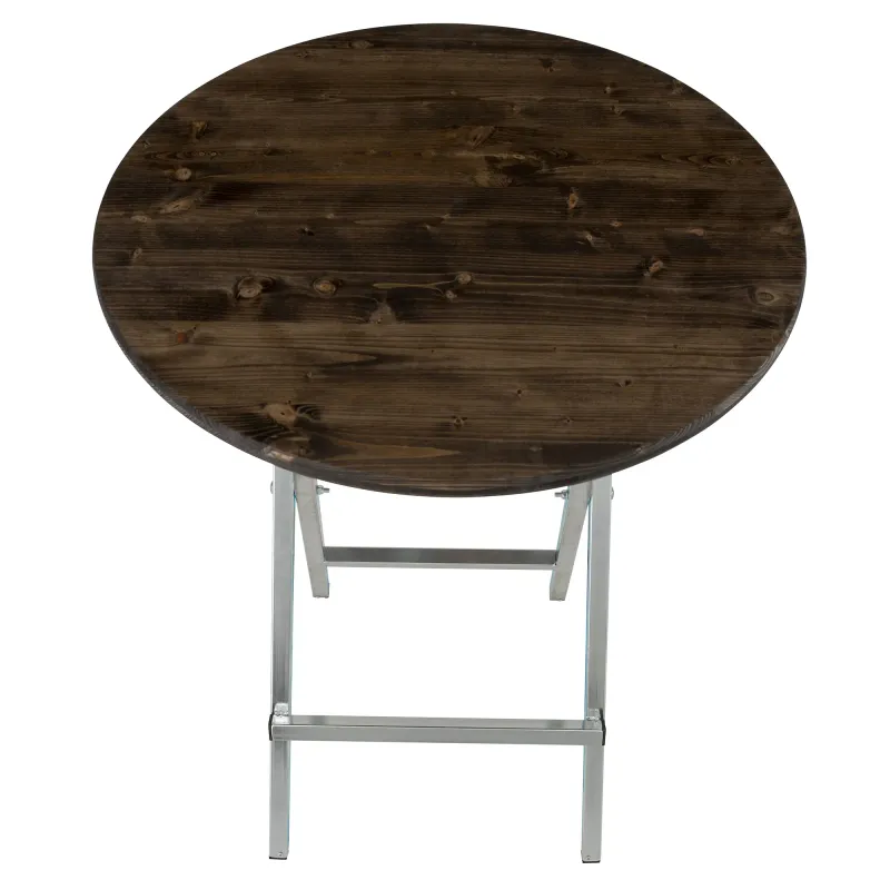 Stehtisch 80cm Holzplatte Ebenholz