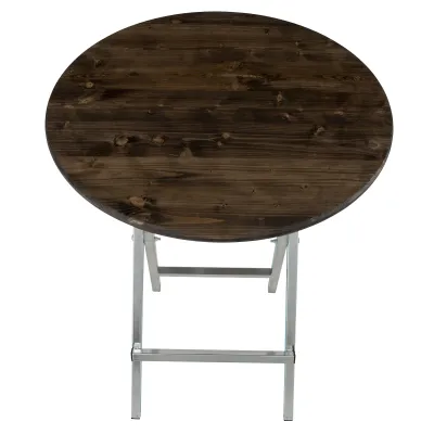 Stehtisch 80cm Holzplatte Ebenholz