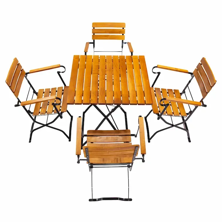 Biergartenmöbel Set 75 x 75 cm mit Armlehne, schwarz