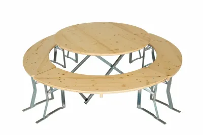 Rundgarnitur 120 cm mit 4 Bänken