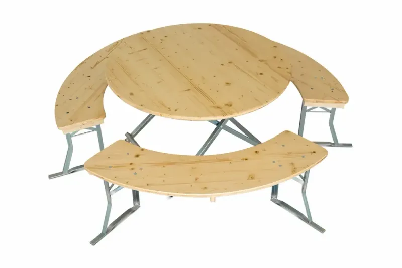 Rundgarnitur 120 cm mit 3 Bänken