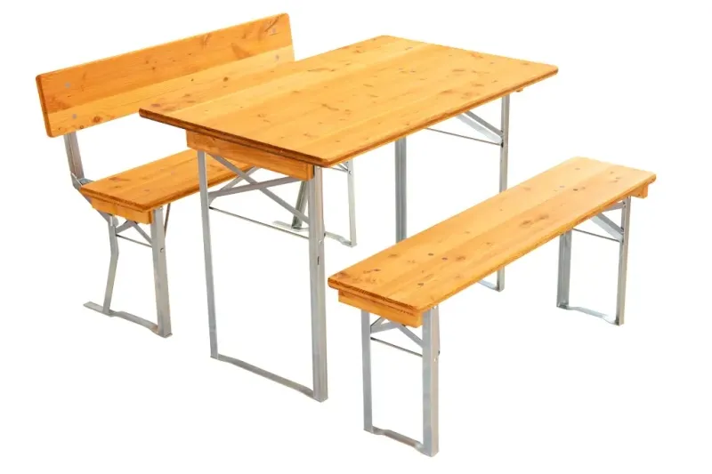 Festzeltgarnitur 110 cm lang 67 cm Tischbreite und verzinkten Gestellen
