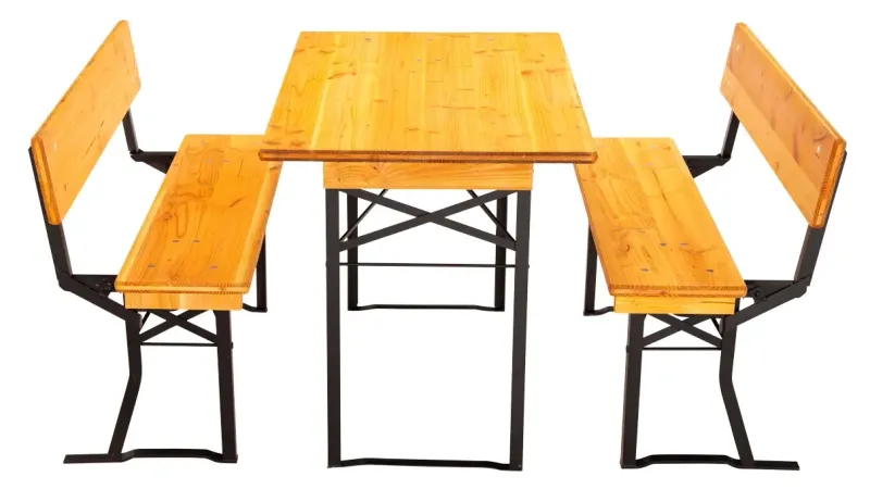 Biertischgarnitur mit Lehne für vier Personen 110 cm lang