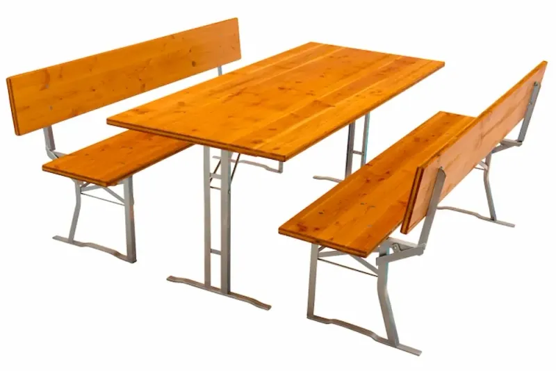 Bierzeltgarnitur kantig extra breite Bänke