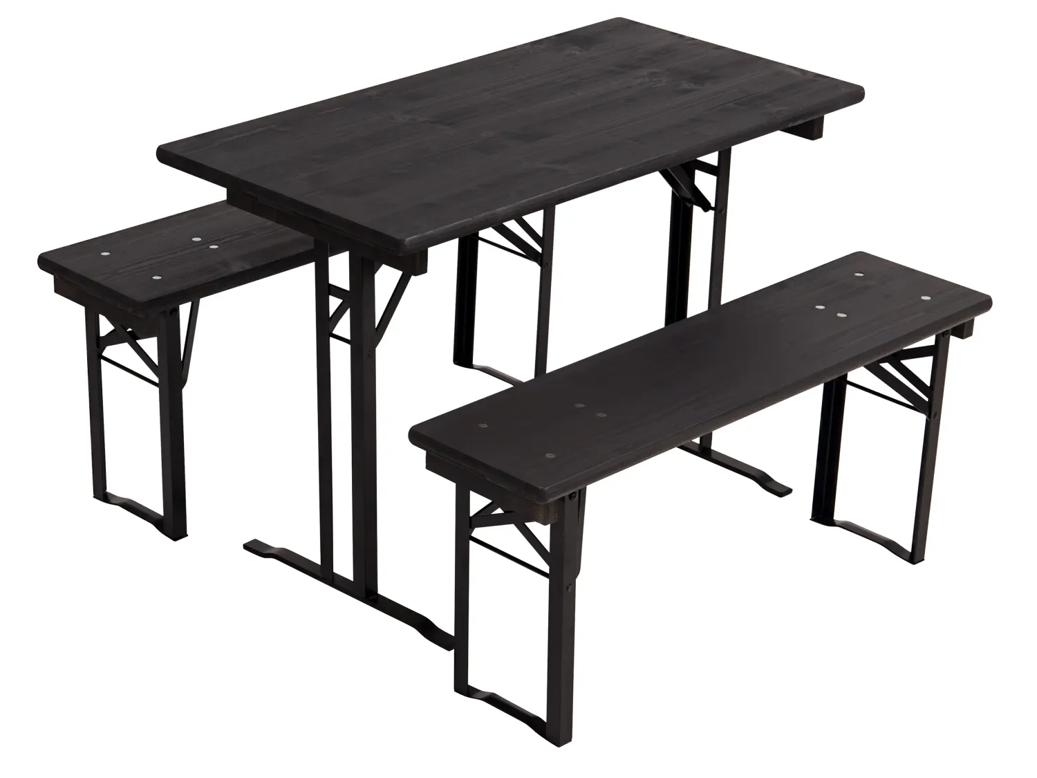 Bierzeltgarnitur kurz anthrazitgrau, Gestelle schwarz pulverbeschichtet