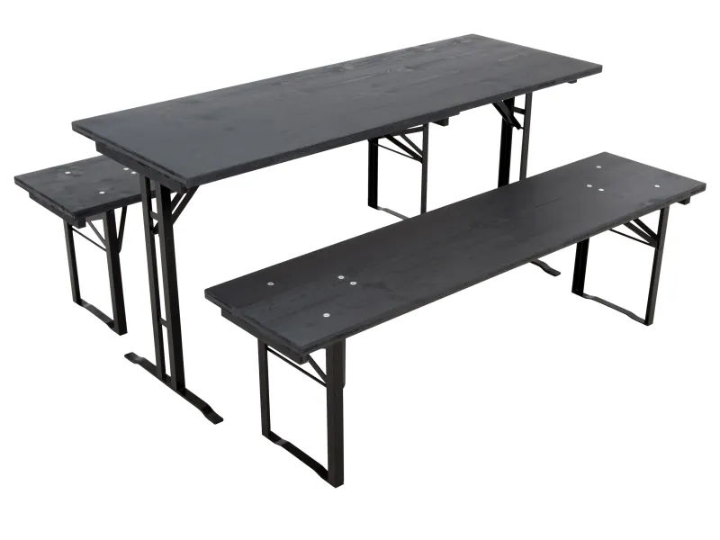 Bierzeltgarnitur mit kantig gefrästen Tisch- und Bankplatten