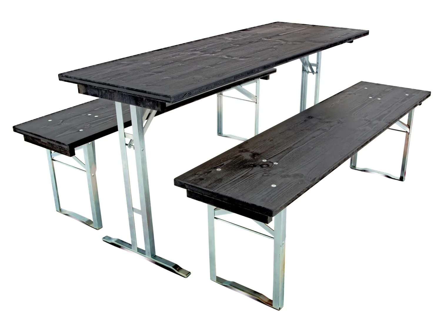 Bierzeltgarnitur mit kantig gefrästen Tisch- und Bankplatten