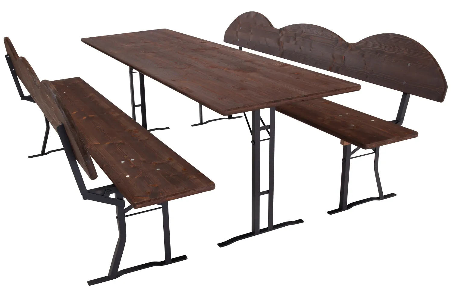 Bierzeltgarnitur mit dreifach geschwungener Rückenlehne