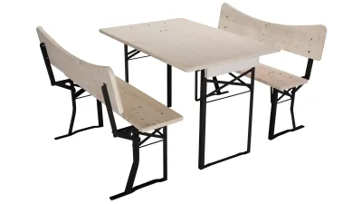 Bierzeltgarnitur mit nach unten gewölbter Lehne