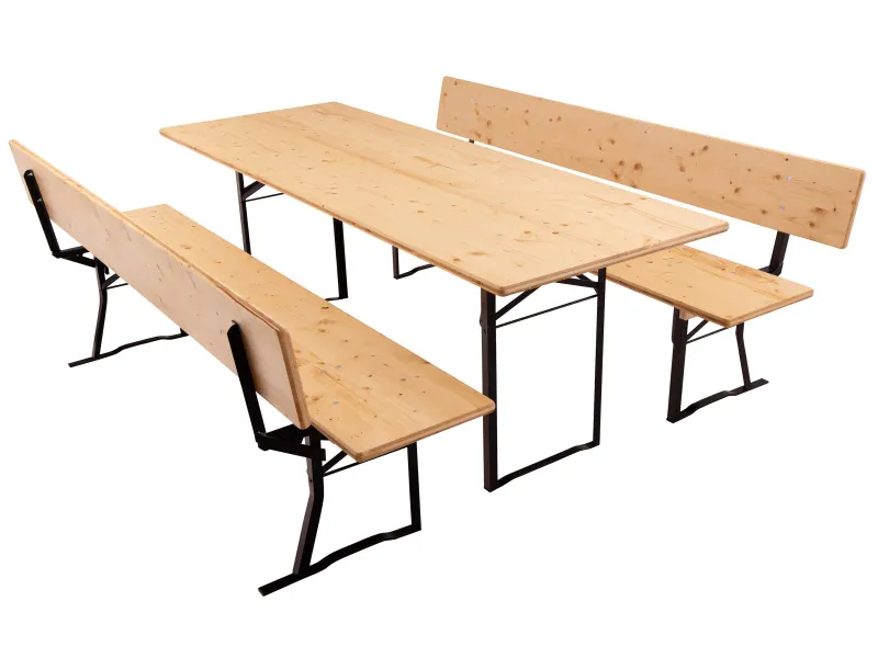 Festzeltgarnitur mit geölter Holzoberfläche