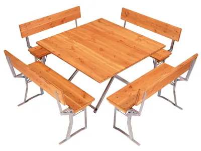 Quadratische Bierzeltgarnitur aus Douglasienholz