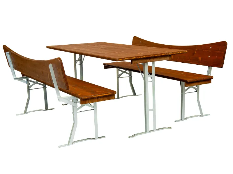 Bierzeltgarnitur mit konkaver Rückenlehne