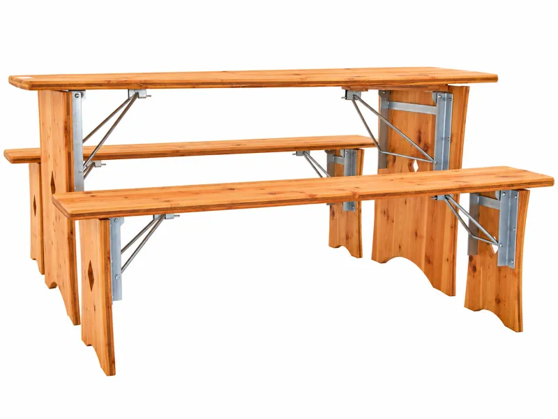 Bierzeltgarnitur klein mit Holzfüßen Bierzeltgarnitur klein mit Holzfüßen