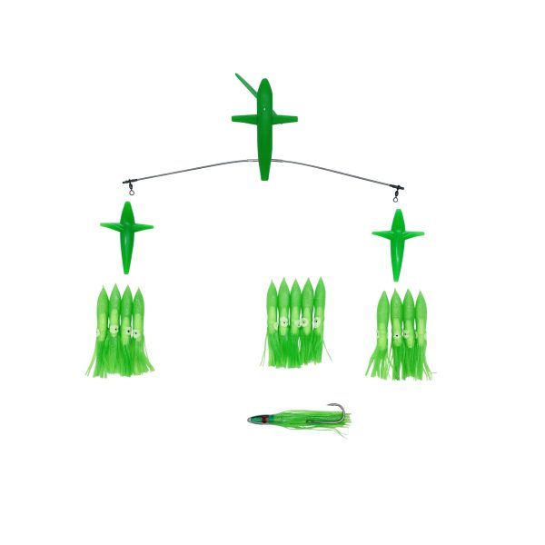 Chatter Lures 19&quot; Side Tracker 6&quot; Squid, Color: Green Mackerel