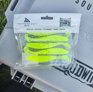Southern Salt Menace Shad 5 Pk, Color: Neon Ninja