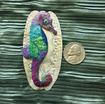 Patchwork: SEAHORSE-Sterling Silver Prismacolor Pendant (Handmade)