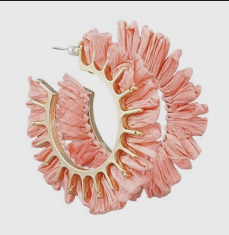 Coral Raffia Petal Hoop