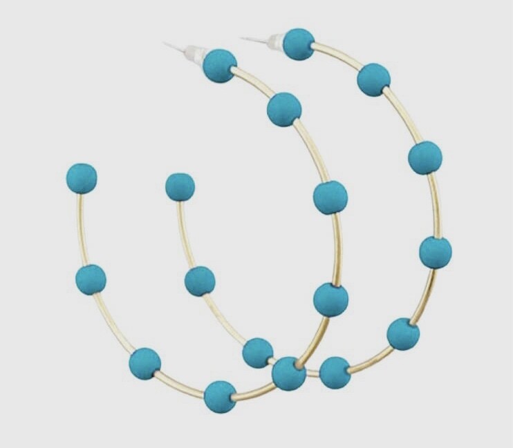 Teal/Gold Bead Hoops