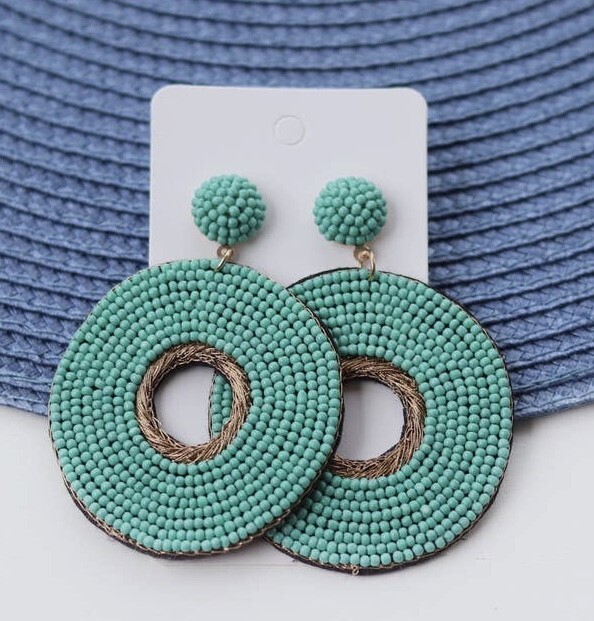 Turquoise Beaded Circle Drop
