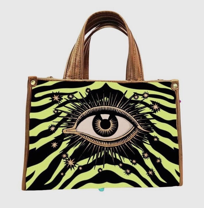 Black & Neon Animal Print Evil Eye Bag