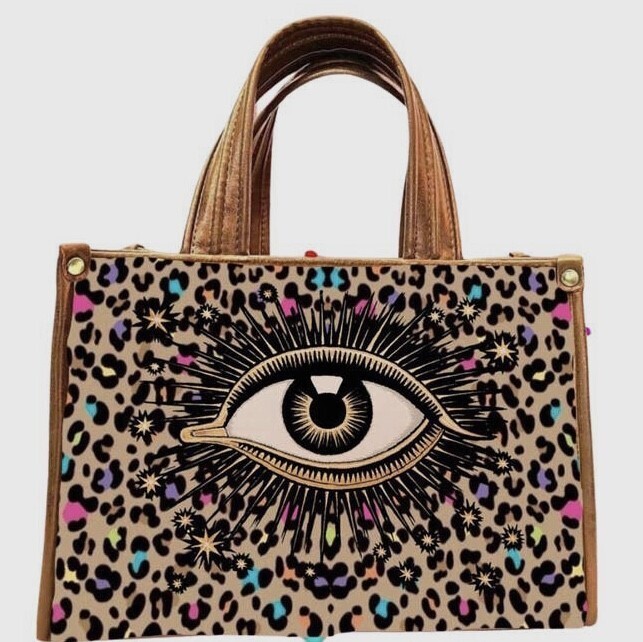 Beige Cheetah Evil Eye Bag