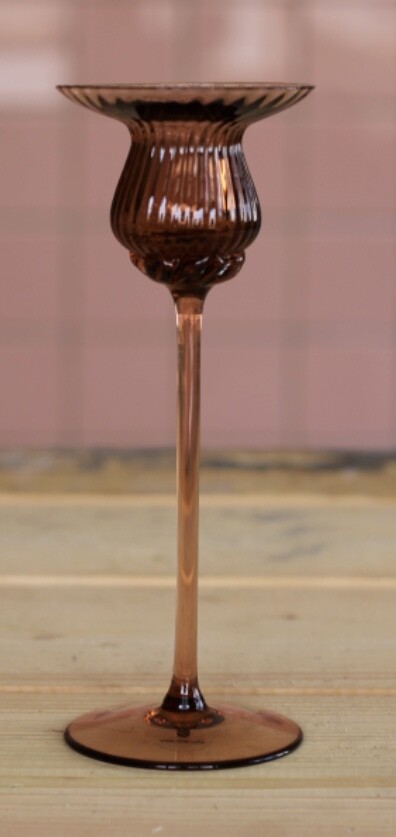 Brown Tulip Candlestick 8"