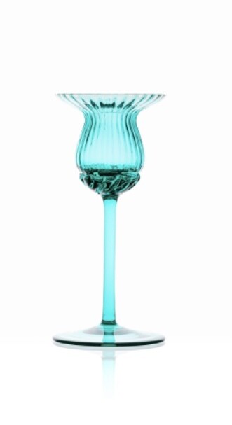 Turquoise Tulip Candlestick 8&quot;