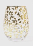 Gold Leopard Stemless Wine Glass