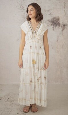 White & Gold Alexa Dress